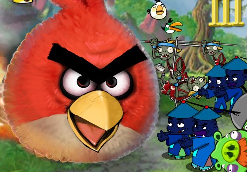 Desenhos de Angry Birds vs Zombies para colorir